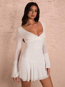 SHEIN BAE Zomer strandvakantie Puur wit sexy jurkje met open rug Mini-jurk met lange mouwen Trouwjurk Bruidsmeisjesjurk Datingjurk Feestjurk Schoolseizoenjurk Feestjurk Valentijnsdagoutfits Nashville-outfits Zomeroutfits voor vrouwen // Lentekleding // Valentijnsdagoutfit // Carnaval // Strandvakantie-outfits