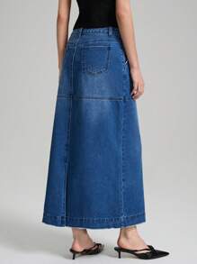 Ontre Women's 2025 New Button Front Pocket Casual Denim Skirt, Everyday Relaxed Fit Ladies Jeans Clothing For Spring And Summer