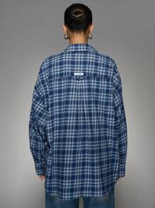 MISSGUIDED Oversized Plaid Button Down Shirt Long Sleeve Boyfriend Style Flannel Top Fall Winter Layering Piece Casual Streetwear Basic Collar Weekend Fashion
