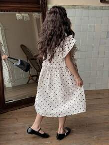DAZY Casual mouwloze jurk met ruches aan de zoom en allover print voor meisjes, zomeroutfits voor meisjes, kleding voor terug naar school