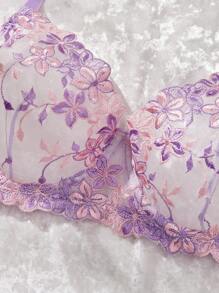 2pcs/Set Women Plus Size Pink Lingerie Set, Lift