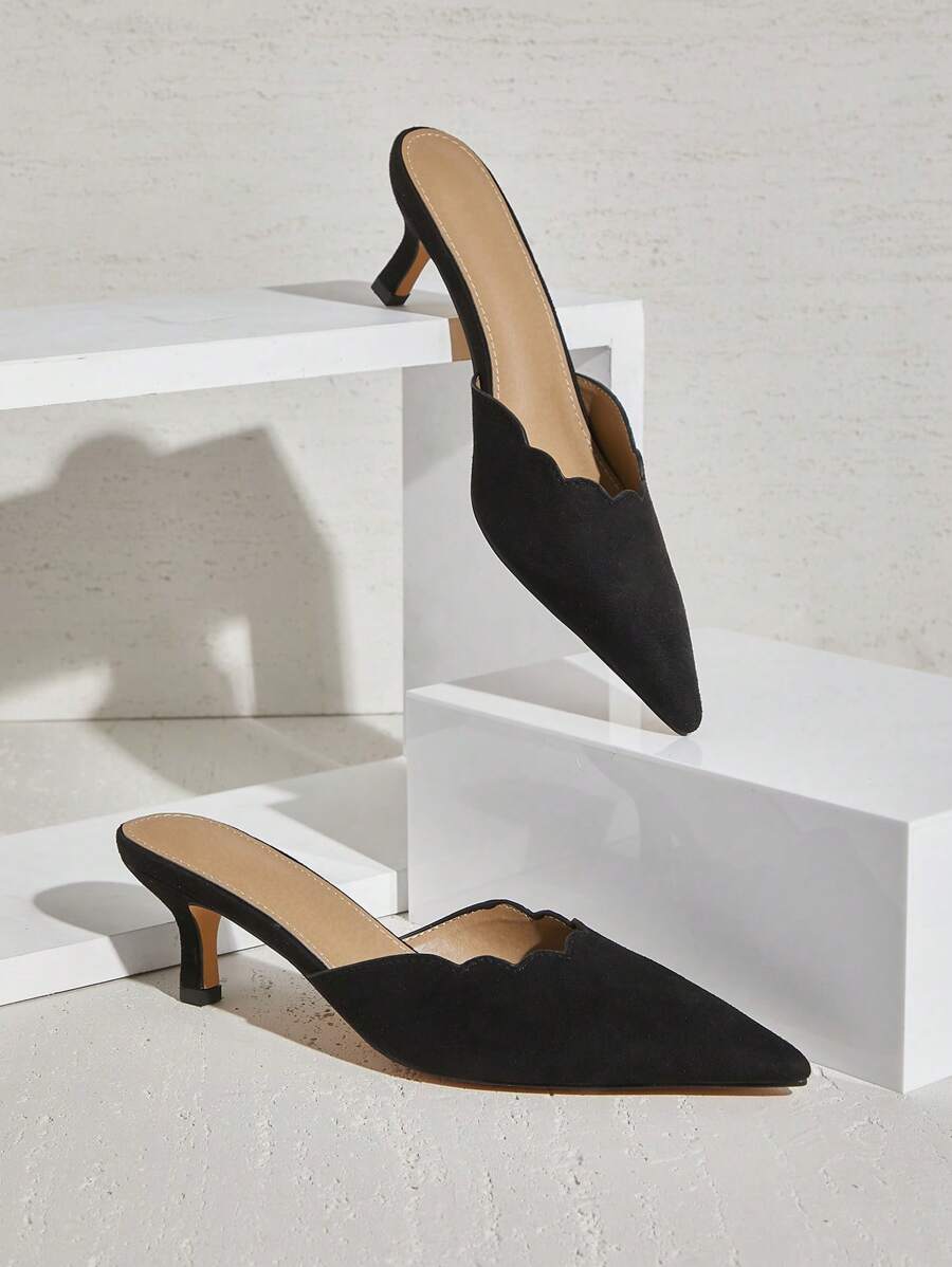 SHUZIA Scarpe da donna con tacco alto, a punta,  nero, con suola ondulata, slip-on, per uso quotidiano - nero - Visualizzare 1