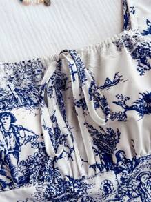 SHEIN Unity Top ajustado con tirantes con lazo y encaje, estilo francés, sexy, para vacaciones de mujer - Multicolor - Ver 6