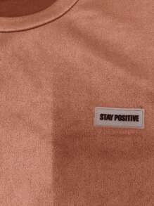 Manfinity Hypemode Plus Size Men's Loose Letter Graphic Round Neck Drop Shoulder T-Shirt, Casual - Orange - View 5