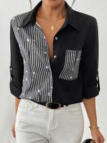SHEIN Clasi Dames Casual Elegante Bedrukte Pailletten Blouse