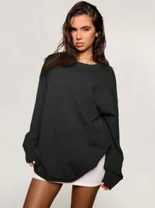 Athîral Suéter holgado de cuello redondo y manga larga para mujer, otoño/invierno