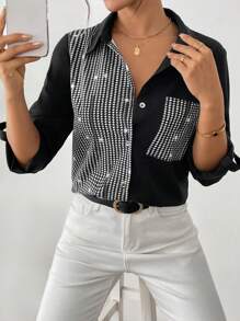 SHEIN Clasi Dames Casual Elegante Bedrukte Pailletten Blouse