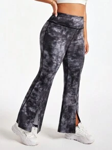 SHEIN Sports 女士休闲时尚图案印花喇叭裤，适合日常穿着 - 彩色 - 查看 6