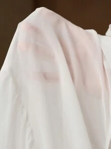 Anewsta Robe mi-longue élégante en chiffon avec patchwork et décolleté ajouré, convient pour la plage, le printemps et l'été - Bleu azur - Voir 7