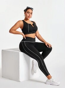 SHEIN Sport Studio Women's Plus Size Running Fitness Sports Bra Set