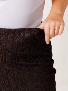 Aralina Curve Charcoal Gray Bodycon Ribbed Maxi Skirt - Grey - View 3