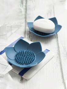 Estante para almacenar jabón con diseño de loto, caja de jabón creativa, caja de jabón para el baño, caja de jabón para estudiantes sin necesidad de taladrar, decoración de baño para el hogar en verano