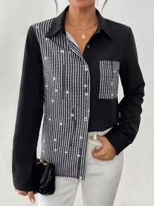 SHEIN Clasi Dames Casual Elegante Bedrukte Pailletten Blouse