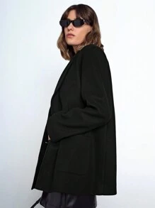 Maija 新年女士长袖简约百搭西装外套，秋冬 - 黑色 - 查看 6