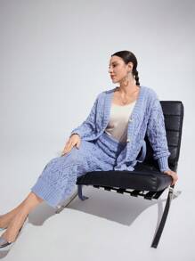 Modelyn Women's Solid Color Slim Fitted Knitted Skirt, Casual Daily Wear - Blue - View 2