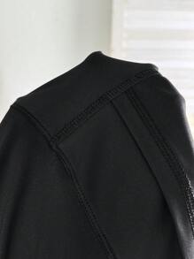 SHEIN CURVE+ Leginsy z dzianiny z wysokim stanem i dużym rozmiarem, eleganckie sportowe, codzienne rajstopy damskie z guzikami z przodu, jesień/zima