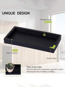 2 尺寸浴室梳妆台托盘厨房水槽托盘厕所水箱托盘浴室柜台收纳器香水珠宝钥匙珠宝戒指蜡烛托盘浴室梳妆台托盘厨房水槽托盘厕所水箱托盘浴室柜台收纳器香水珠宝钥匙珠宝戒指蜡烛托盘 - 黑色 - 查看 5