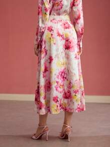MOTF PREMIUM FLORAL PRINT FLOWY SKIRT,VALENTINE'S DAY,SPRING/SUMMER - Multicolor - View 3