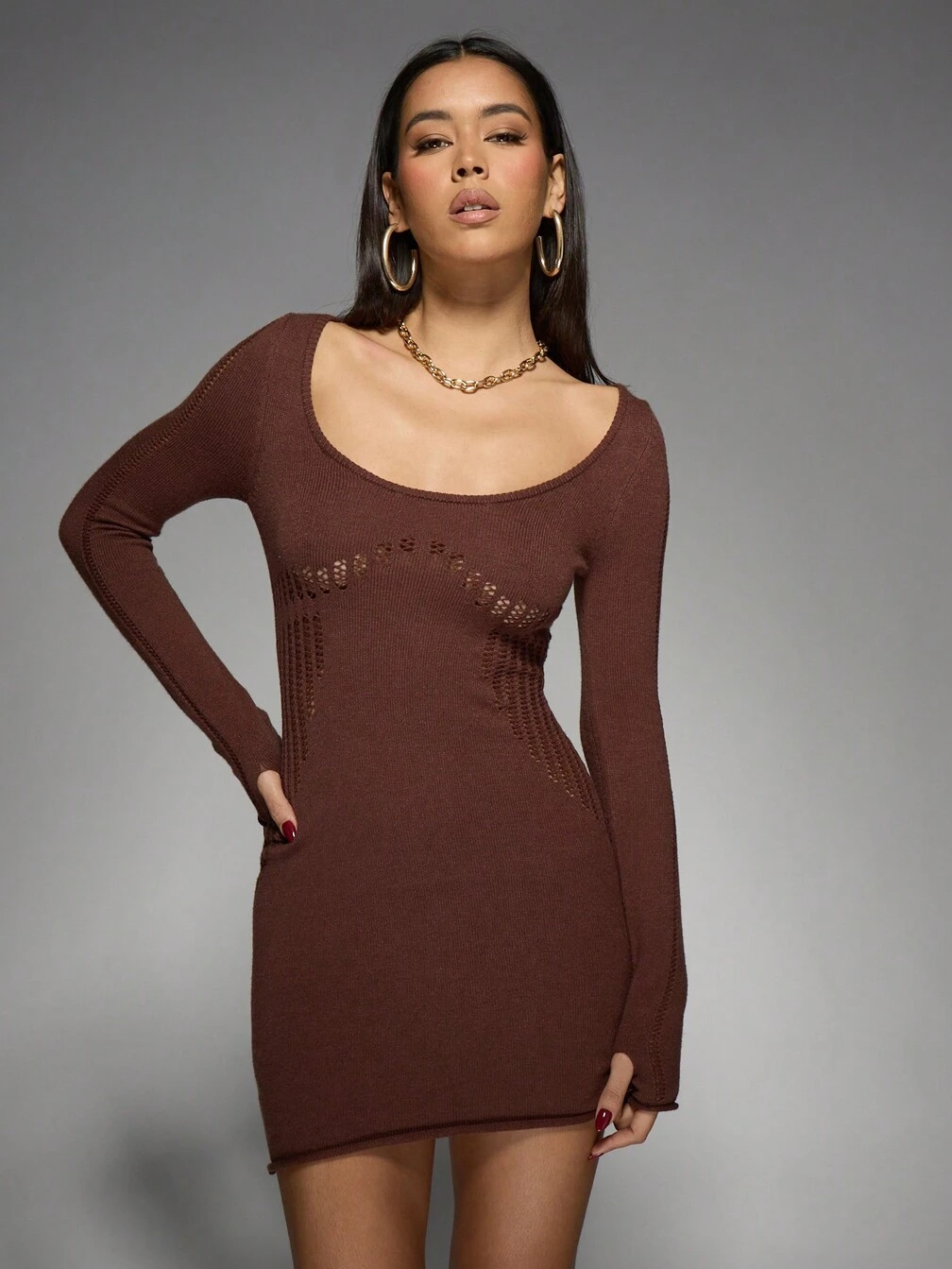 ribbed long sleeve bodycon dress Women Ribbed Midi Dress Long Sleeve Bodycon Dress Elegant Fitted Silhouette  Soft Stretch Fabric Feminine Minimal Everyday and Evening Outfit