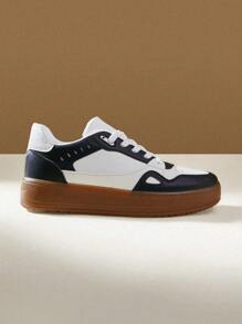 CUCCOO EASI Women Solid Color Patchwork Casual Sneakers, For Daily Leisure Wear Shoes For Women Sneakers Spring Shoes Easter Trainers