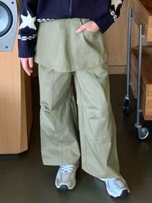 DAZY Tween Girl Autumn Pants - Army Green - View 3