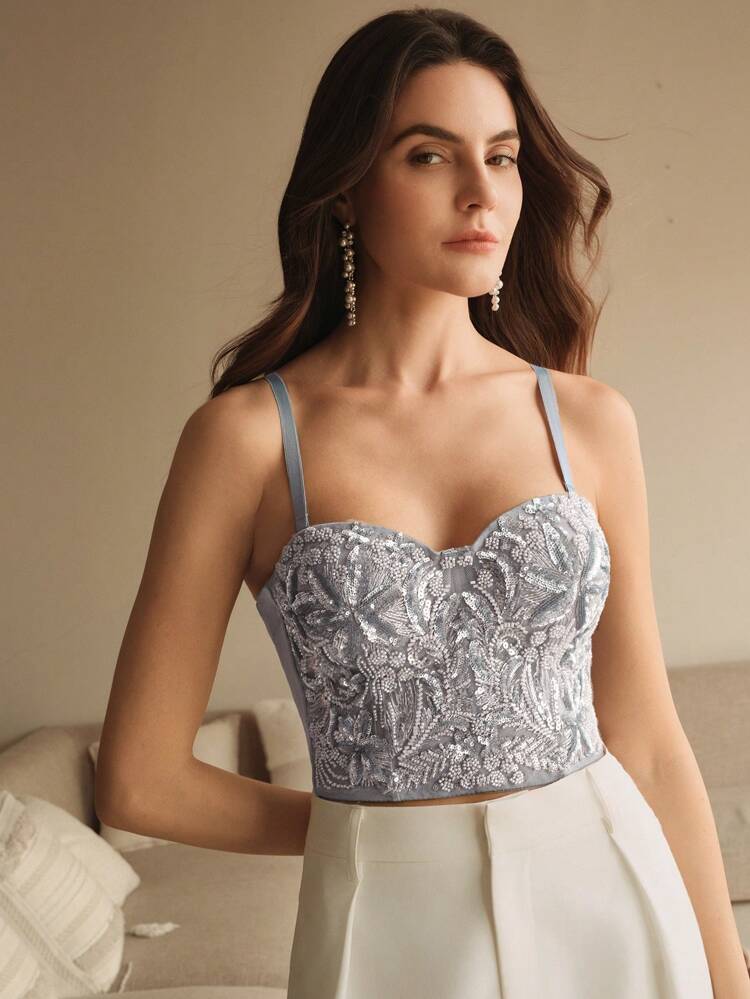Women's Elegant Sequins Embroidered Camisole