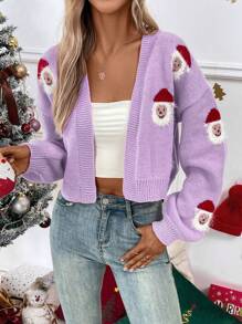 SHEIN Unity Women Long Sleeve Simple Cardigan, Casual Wear - Lilac Purple - View 3