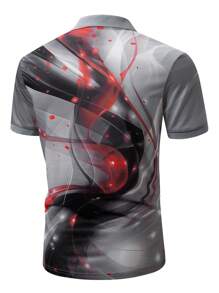 Manfinity Homme Men's Front Button Short Sleeve Printed Casual Polo Shirt - Multicolor - View 2