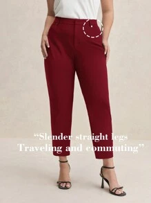 BizChic 加大码干净彩色针织修身低弹力休闲裤黑色裤子商务女士秋季女士浪漫、时尚、百搭；适合夏季度假，舒适