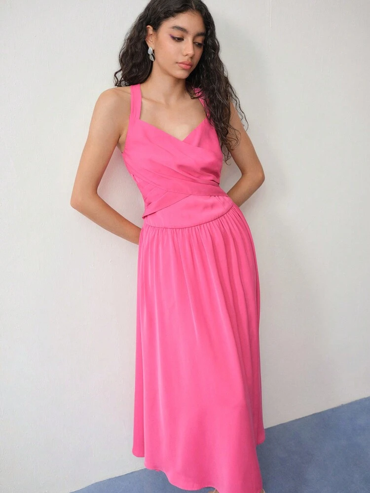 MOTF STUDIO GATHERED A LINE CAMI DRESS,VALENTINE'S DAY OUTFIT