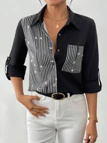 SHEIN Clasi Dames Casual Elegante Bedrukte Pailletten Blouse