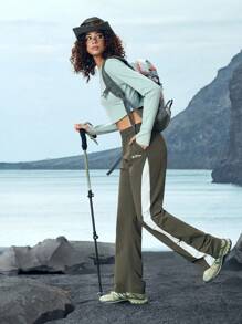 In My Nature In My Nature Women's Casual Drawstring Contrast Color Hem Outdoor Long Pants