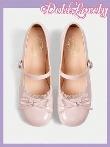 Dola Lovely Round Toe Bow Decor Slingback High Heel Pumps, Fashionable Women Dress Shoes Spring Shoes Spring Break Easter