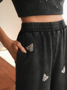 Anewsta Calças Pantalona Pretas de Alta Qualidade, Tricotadas, Lavadas com Areia, Pesadas e Forradas para Outono/Inverno