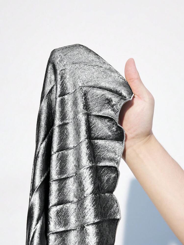 SHEIN Maija Saia Longa Plissada Lisa Prateada Feminina, Saia Elegante Minimalista Para o Início da Primavera, Vestuário Urbano