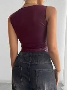 Chiquease Top de tirantes con cuello cuadrado profundo, unicolor, sexy para exteriores