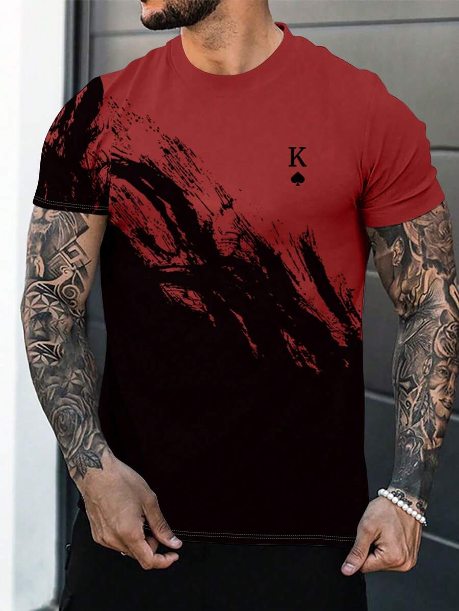 Manfinity Homme Men's Round Neck Short Sleeve Printed Casual T-Shirt, Everyday Wear