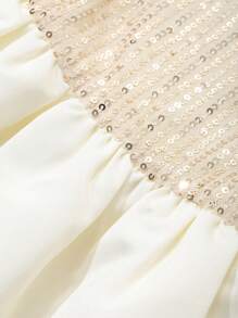 DAZY Girls (Little Young Girl) Ruffled Mesh Princess Dress, Round Neck Short Sleeve, Fashionable Summer Outfit - Beige - View 8