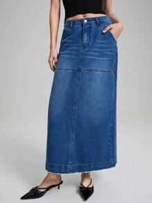 Ontre Women's 2025 New Button Front Pocket Casual Denim Skirt, Everyday Relaxed Fit Ladies Jeans Clothing For Spring And Summer