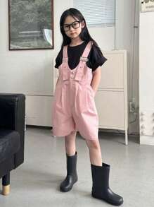 DAZY Tween Girl Jumpsuit, Fall Collection - Pink - View 3
