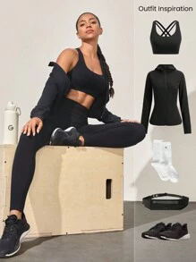 GLOWMODE 无缝收腹提臀格子透气紧身裤 中等强度健身慢跑健身房训练