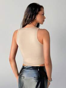 Aloruh Fashionable Party Sequin Slim Fit Cropped Camisole - Apricot - View 2