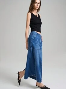 Ontre Women's 2025 New Button Front Pocket Casual Denim Skirt, Everyday Relaxed Fit Ladies Jeans Clothing For Spring And Summer