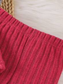 SHEIN Babymeisje Zomer Nieuwe Ronde Hals Korte Mouw T-shirt + Broek 2 Stuks Casual & Stijlvolle Set