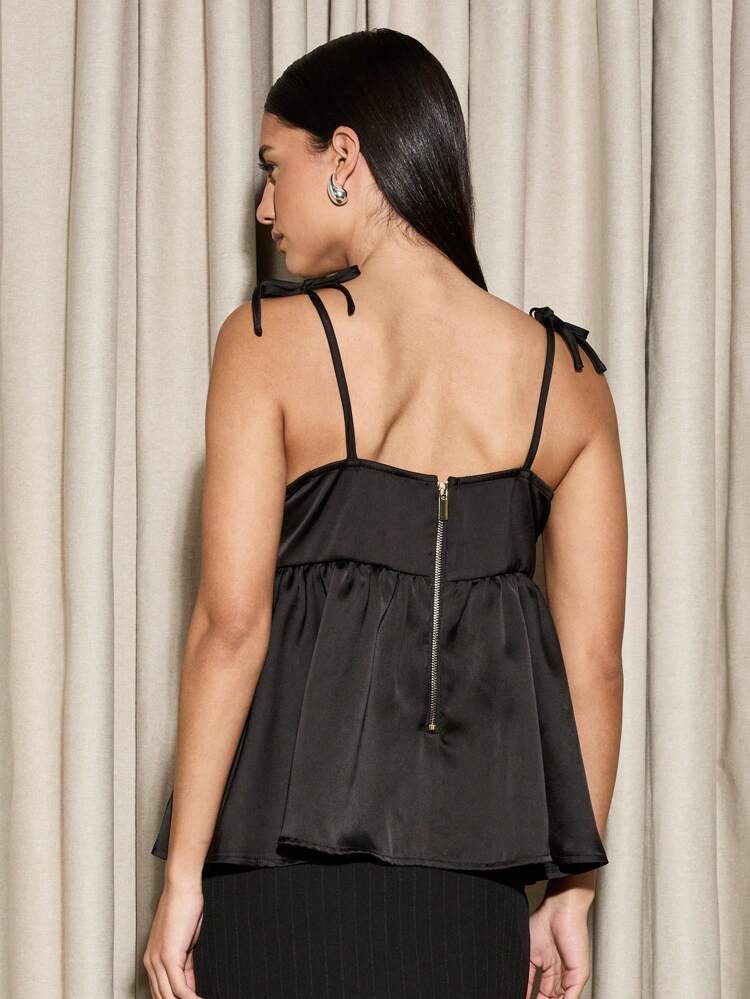 Pleated Babydoll Cami Top With Empire Waist