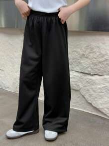 DAZY Tween Girl Fall Letter Print Knit Joggers For Tween Girls - Black - View 2