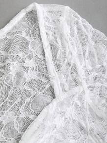 SHEIN Unity 女式春夏 V 领短袖 T 恤，Ankla 红色纹理网眼蝴蝶结修身性感短款上衣