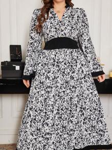 Modelyn 大码纯色拼布长袖休闲长裙 - 彩色 - 查看 6