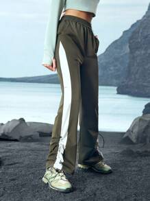 In My Nature In My Nature Women's Casual Drawstring Contrast Color Hem Outdoor Long Pants