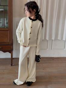 DAZY Tween Girl Knit Sweater Set, Autumn - Apricot - View 2